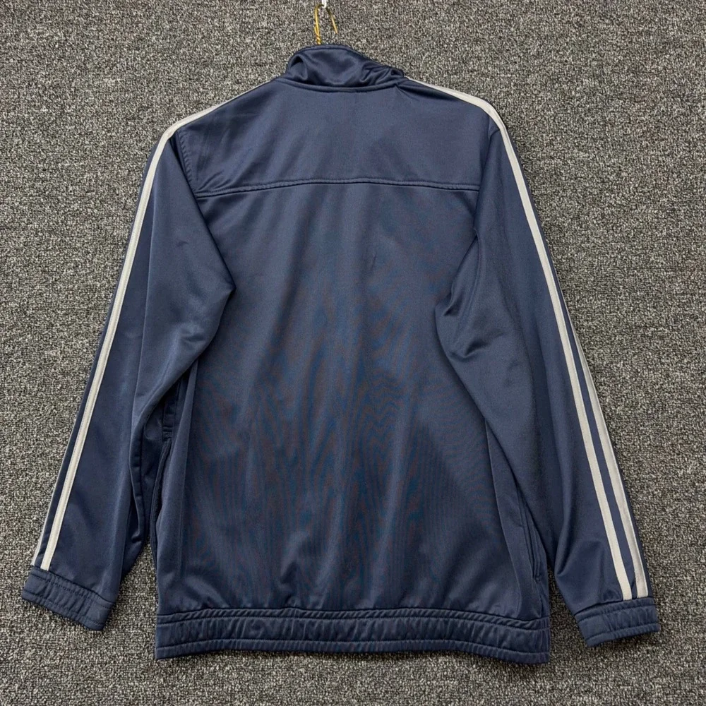 Starter Mens Track Jacket Navy Blue White Stripe Full Zip Mock Neck Size M